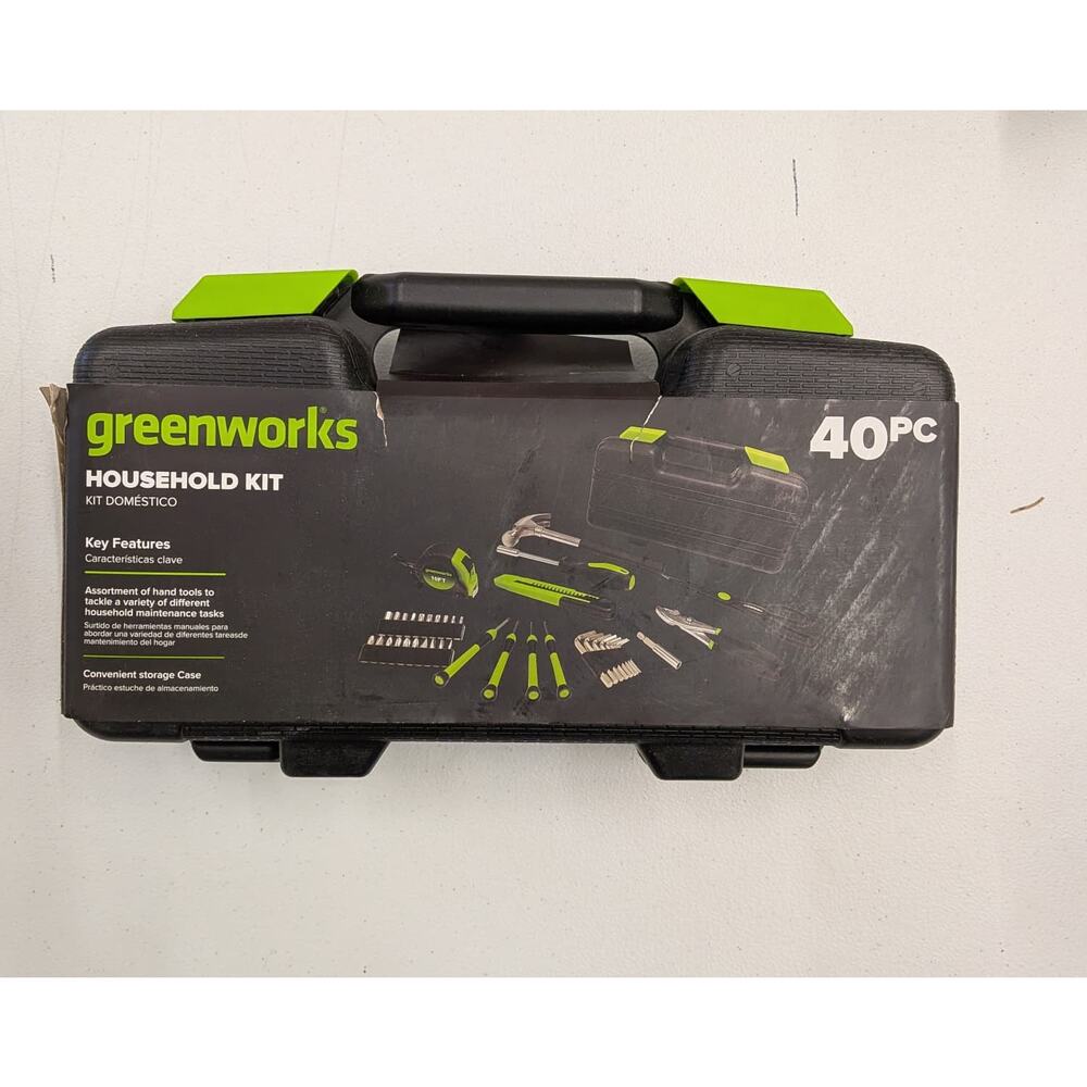 Greenworks 40Pc Household Tool Kit w/ Case Screwdriver Bits Wrench Set